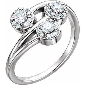 Ladies Natural Diamond Three-Stone Ring (I1, G-H) — 14K White Gold