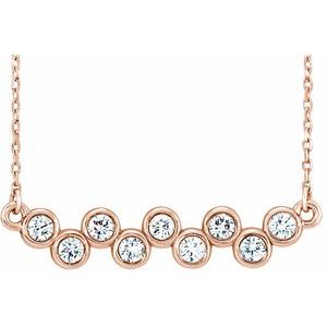 Ladies Natural Diamond Bezel-Set Bar Necklace (I1, G-H) — 14K Rose Gold