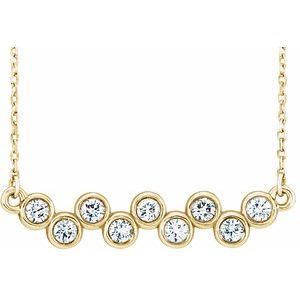 Ladies Natural Diamond Bezel-Set Bar Necklace (I1, G-H) — 14K Yellow Gold