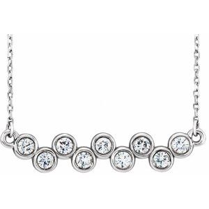 Ladies Natural Diamond Bezel-Set Bar Necklace (Si2-Si3, G-H) — Platinum