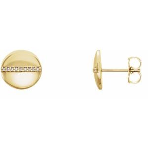 Ladies Natural Diamond Circle Earrings — 14K Yellow Gold