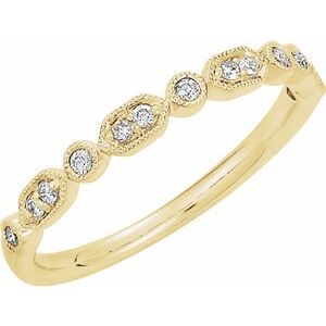 Ladies Natural Diamond Stackable Ring (I1, Ghi) — 14K Yellow Gold