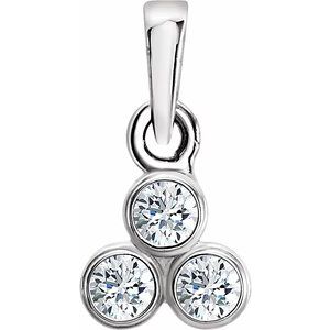 Ladies Natural Diamond Three-Stone Pendant (I1, G-H) — 14K White Gold