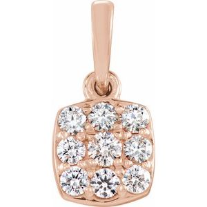 Ladies Natural Diamond Cluster Pendant (I1, G-H) — 14K Rose Gold