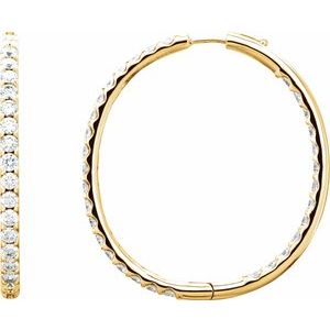 Ladies Natural Diamond Inside-Outside Hinged 42.8 mm Hoop Earrings (I1, G-H) — 14K Yellow Gold