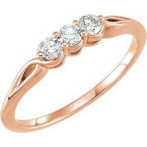 Ladies Natural Diamond Three-Stone Ring (I1, G-H) — 14K Rose Gold