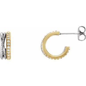 Ladies Natural Diamond Hoop Earrings (I1, G-H) — 14K Yellow/White Gold