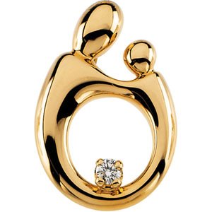 Ladies Natural Diamond Mother and Child® Slide Pendant — 14K Yellow Gold