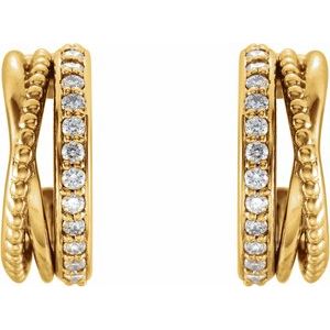 Ladies Natural Diamond Hoop Earrings (I1, G-H) — 14K Yellow Gold