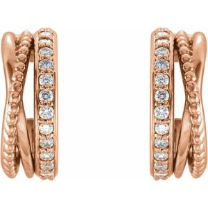 Ladies Natural Diamond Hoop Earrings (I1, G-H) — 14K Rose Gold