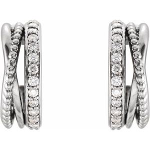 Ladies Natural Diamond Hoop Earrings (I1, G-H) — 14K White Gold