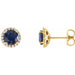 Ladies 4 mm Natural Blue Sapphire Natural Diamond Earrings — 14K Yellow Gold