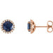 Ladies 4 mm Natural Blue Sapphire Natural Diamond Earrings — 14K Rose Gold