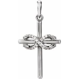 Ladies Natural Diamond Infinity-Inspired Cross Pendant (Si2-Si3, G-H) — Platinum