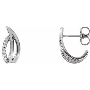 Ladies Natural Diamond Freeform J-Hoop Earrings (SI2-SI3, G-H) — Platinum