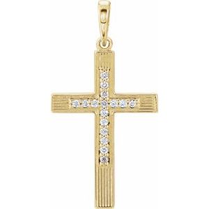 Ladies Natural Diamond Cross Pendant (I1, G-H) — 14K Yellow Gold