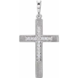 Ladies Natural Diamond Cross Pendant (I1, G-H) — Sterling Silver