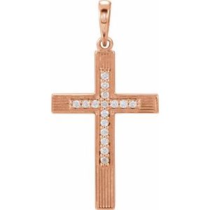 Ladies Natural Diamond Cross Pendant (I1, G-H) — 14K Rose Gold