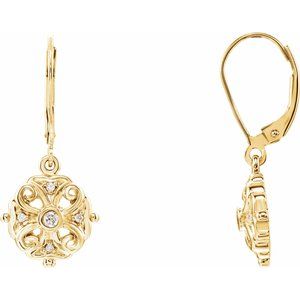 Ladies Natural Diamond Earrings — 14K Yellow Gold