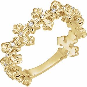 Ladies Natural Diamond Cross Ring (I1, G-H) — 14K Yellow Gold