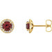 Ladies 5 mm Natural Mozambique Garnet Natural Diamond Earrings — 14K Yellow Gold