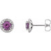 Ladies 5 mm Natural Amethyst Natural Diamond Earrings — 14K White Gold