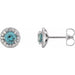 Ladies 5 mm Natural Aquamarine Natural Diamond Earrings — 14K White Gold