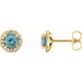 Ladies 5 mm Natural Aquamarine Natural Diamond Earrings — 14K Yellow Gold