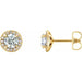 Ladies 5 mm Natural White Sapphire Natural Diamond Earrings — 14K Yellow Gold