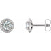 Ladies Natural Diamond Halo-Style Earrings — 14K White Gold