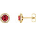 Ladies 5 mm Natural Ruby Natural Diamond Earrings — 14K Yellow Gold