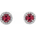 Ladies 5 mm Natural Ruby Natural Diamond Earrings — 14K White Gold
