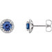Ladies 5 mm Natural Blue Sapphire Natural Diamond Earrings — 14K White Gold