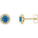 Ladies 5 mm Natural Blue Sapphire Natural Diamond Earrings — 14K Yellow Gold
