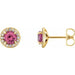 Ladies 5 mm Natural Pink Tourmaline Natural Diamond Earrings — 14K Yellow Gold