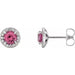 Ladies 5 mm Natural Pink Tourmaline Natural Diamond Earrings — 14K White Gold