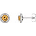Ladies 5 mm Natural Citrine Natural Diamond Earrings — 14K White Gold