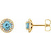 Ladies 5 mm Natural Blue Zircon Natural Diamond Earrings — 14K Yellow Gold