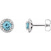 Ladies 5 mm Natural Blue Zircon Natural Diamond Earrings — 14K White Gold