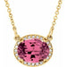 Ladies Natural Pink Tourmaline Natural Diamond 16 1/ Necklace (I1, G-H) — 14K Yellow Gold