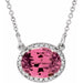 Ladies Natural Pink Tourmaline Natural Diamond 16 1/ Necklace (I1, G-H) — 14K White Gold