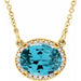 Ladies Natural Swiss Blue Topaz Natural Diamond 16 1/ Necklace (I1, G-H) — 14K Yellow Gold