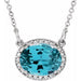 Ladies Natural Swiss Blue Topaz Natural Diamond 16 1/ Necklace (I1, G-H) — 14K White Gold