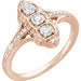 Ladies Natural Diamond Vintage-Inspired Ring (I1, G-H) — 14K Rose Gold