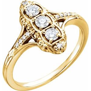 Ladies Natural Diamond Vintage-Inspired Ring (I1, G-H) — 14K Yellow Gold