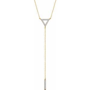 Ladies Natural Diamond Triangle Bar Y Necklace (I1, H+) — 14K Yellow Gold