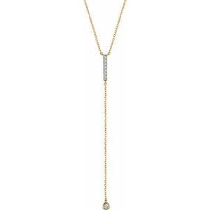 Ladies Natural Diamond Bar Y Necklace (I1, H+) — 14K Yellow Gold