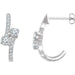 Ladies Natural Diamond Two-Stone J-Hoop Earrings — 14K White Gold