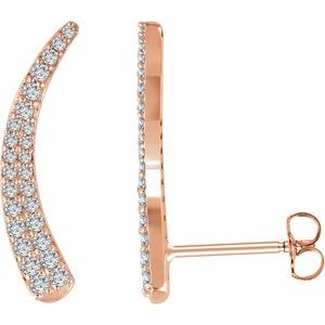 Ladies Natural Diamond Ear Climbers — 14K Rose Gold