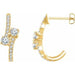 Ladies Natural Diamond Two-Stone J-Hoop Earrings — 14K Yellow Gold